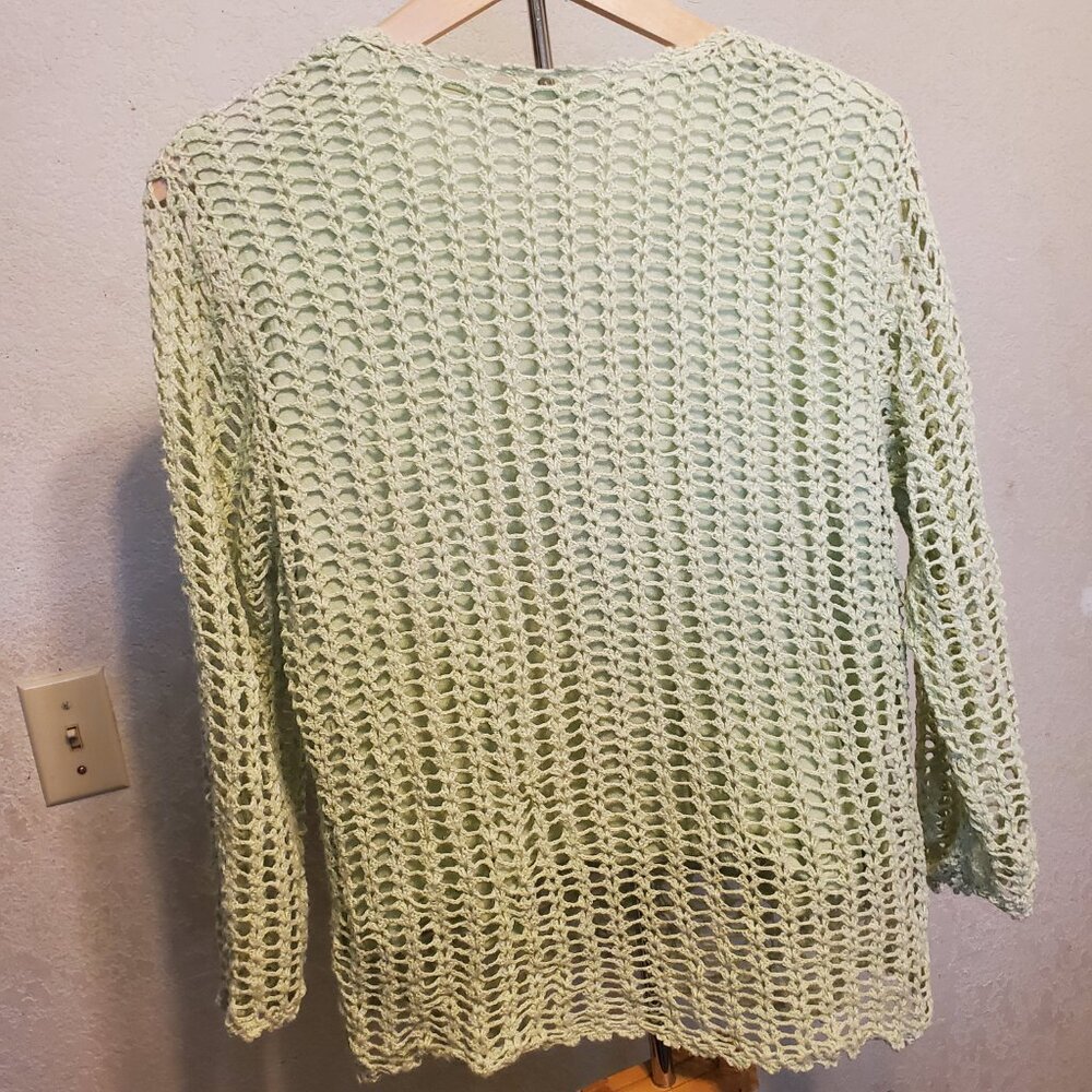 Croft and Barrow green crochet size XL long sleeves - Picture 9 of 12